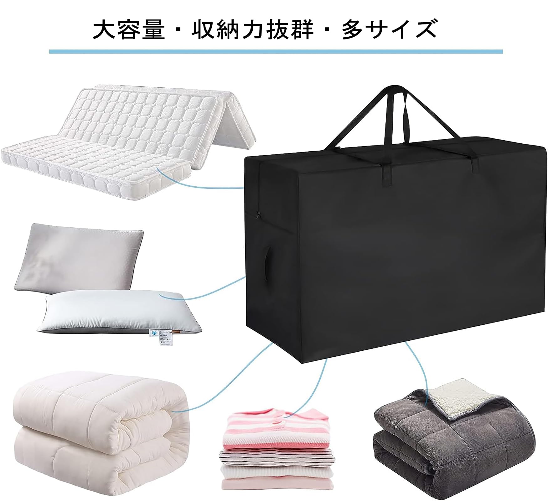 Amazon｜Fenghome 布団収納袋 大容量 (153L) 折り畳みマットレス