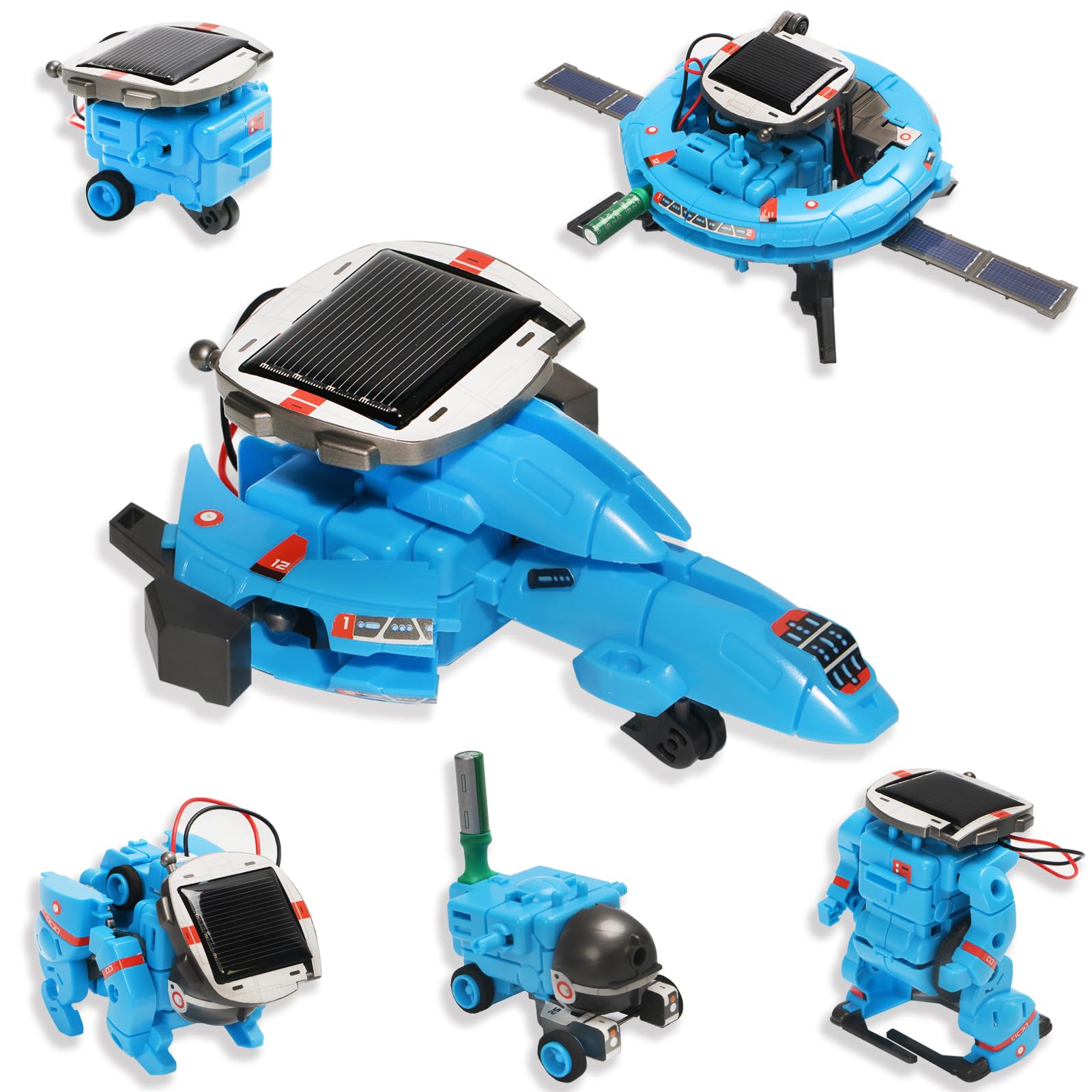 Flechozo 6-in-1 STEM Solar Robot Kit (Blue)