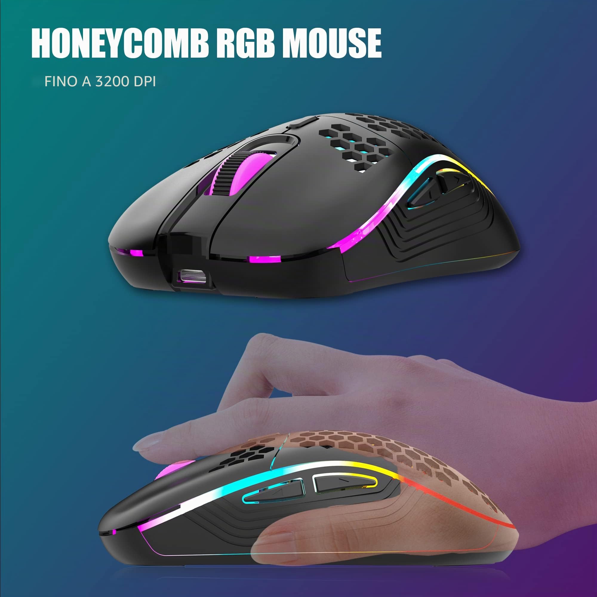 RedThunder K84 Tastiera e mouse da gioco wireless al 75% con retroilluminazione arcobaleno layout UK 85 tasti TKL ultra compatto mini design leggero mouse da gioco a nido d'ape per PC Mac PS5 Xbox