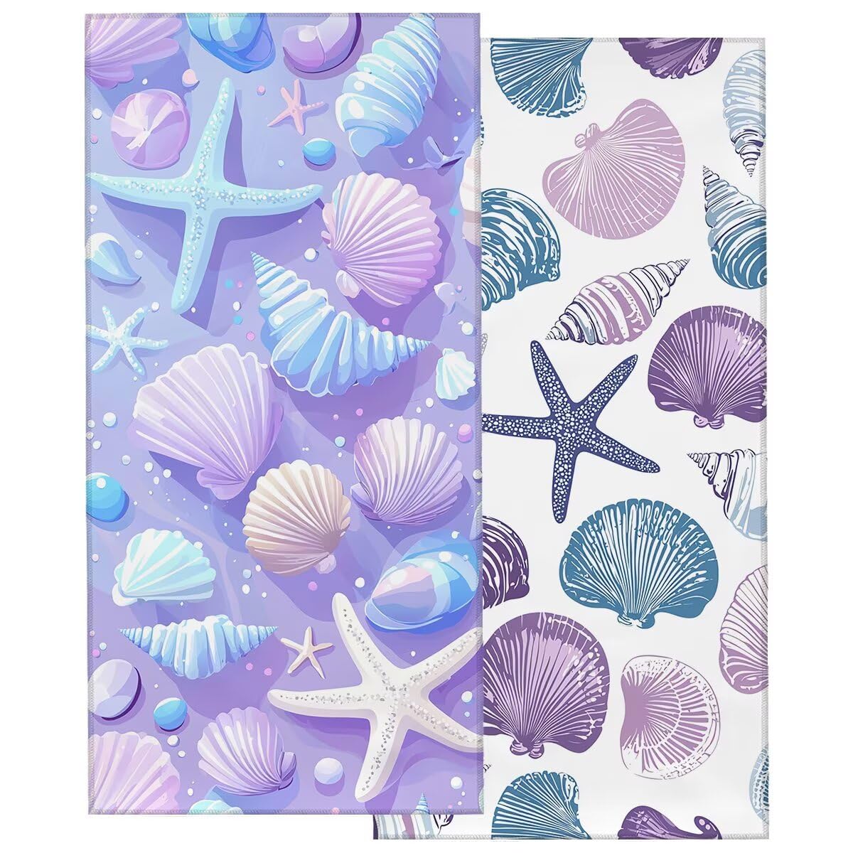 Telo Mare Microfibra, Telo Mare Grande 90x200cm 2 Pezzi, Asciugamano Palestra Donna Asciugatura Rapida, Antisabbia Asciugamano Microfibra, Leggero Asciugamani Palestra per Regalo Donna (Lilla) -4410