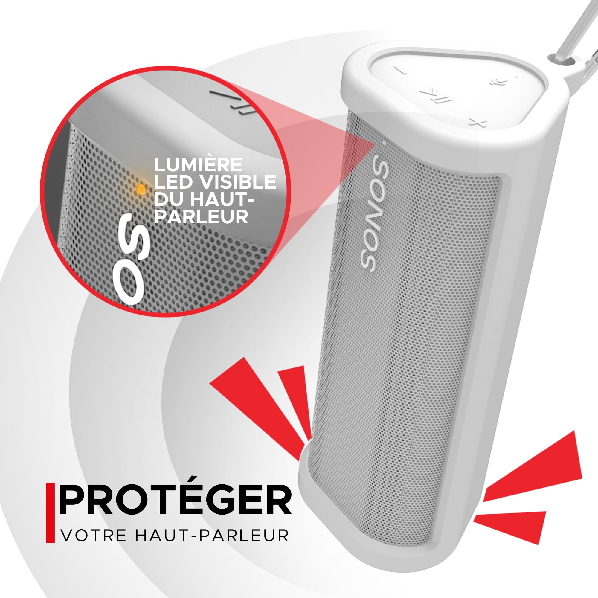 Étui Protecteur en Silicone Résistant pour Sonos Roam 2 | Nouvelle Couleur Blanche | avec Bouton Bluetooth pour Roam2 | Protégez Votre Haut-Parleur Bluetooth sans Fil avec Cette Housse