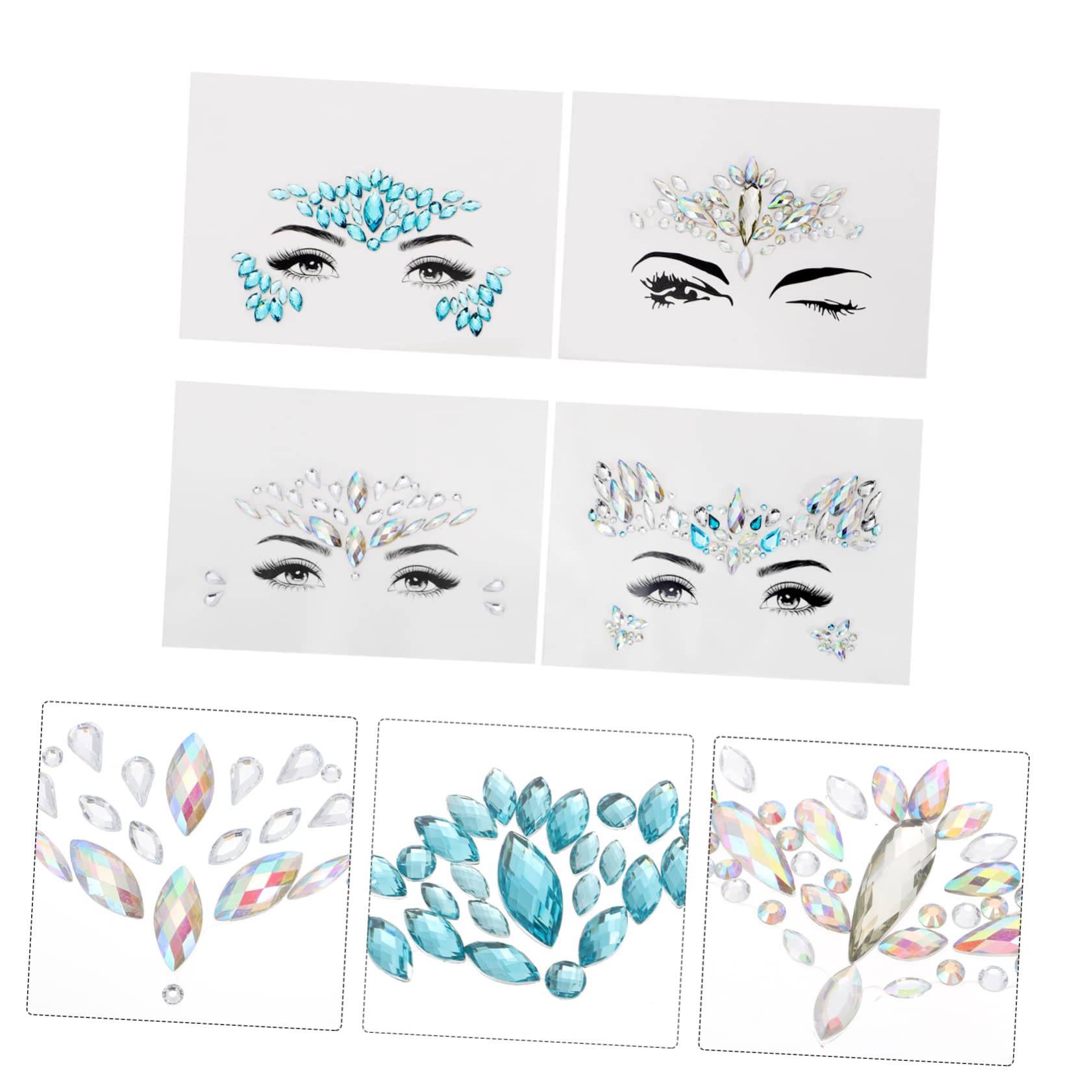 Healvian 12pezzi Adesivi Brillanti Per Viso Gemme Di Cristallo Temporanee Per Trucco Perfetti Per Feste Eventi e Occasioni Speciali