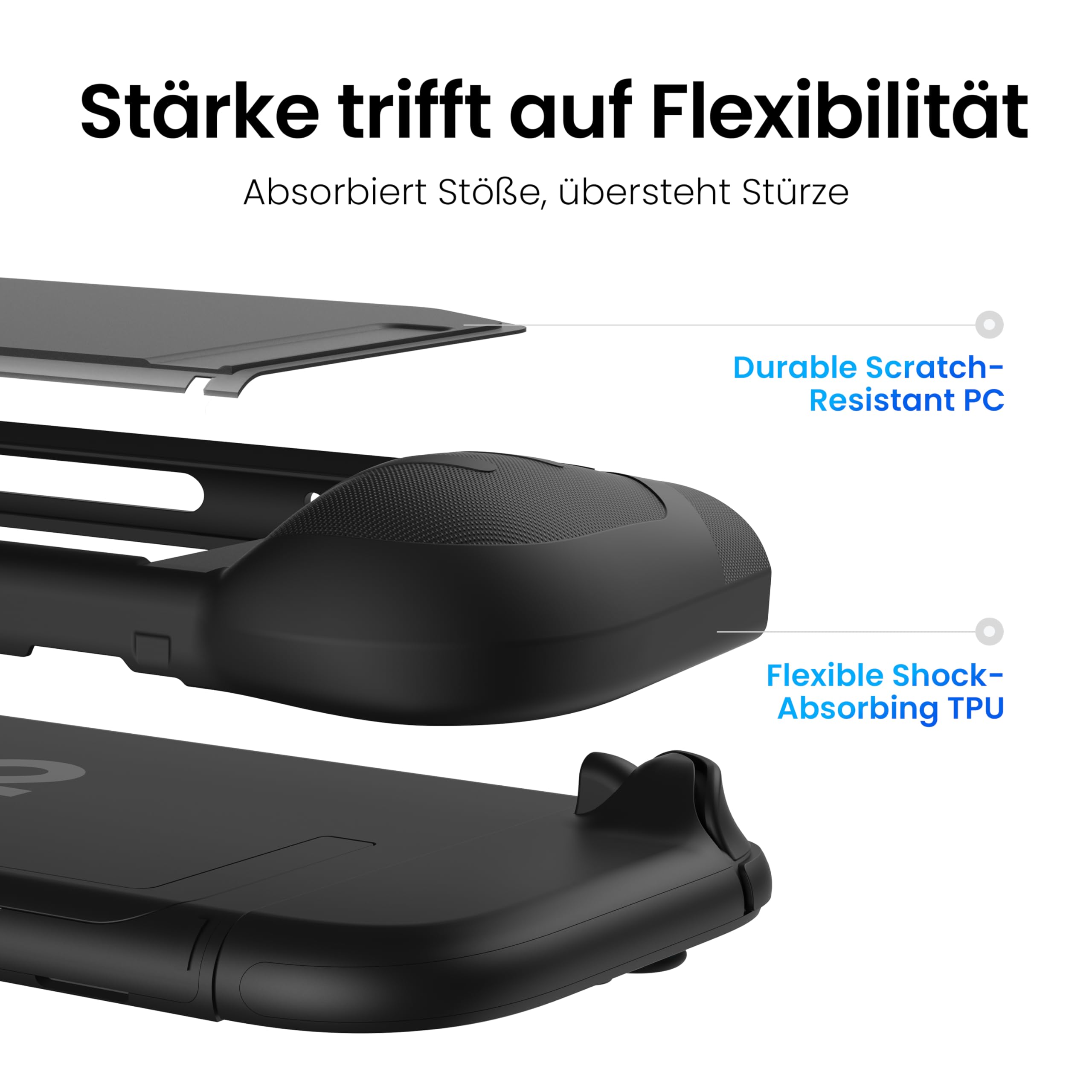 KIWIHOME P2 Dockbares hülle für Switch 2 2025, Rutschfester ergonomischer Griff, Fallgetestet, Schutzhülle, Zubehör für Switch 2 Case, Schwarz