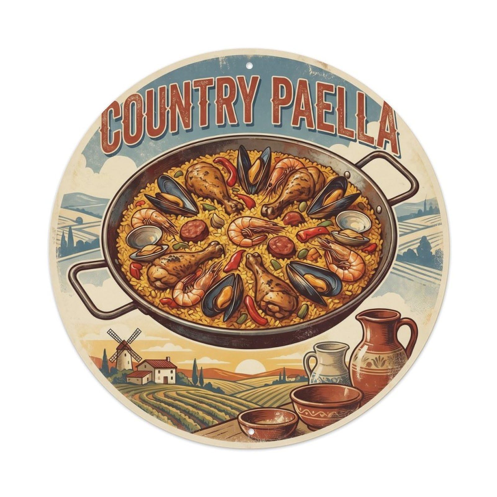Paella Festival Vintage Americana Spanish Food Culture Metal Tin Sign
