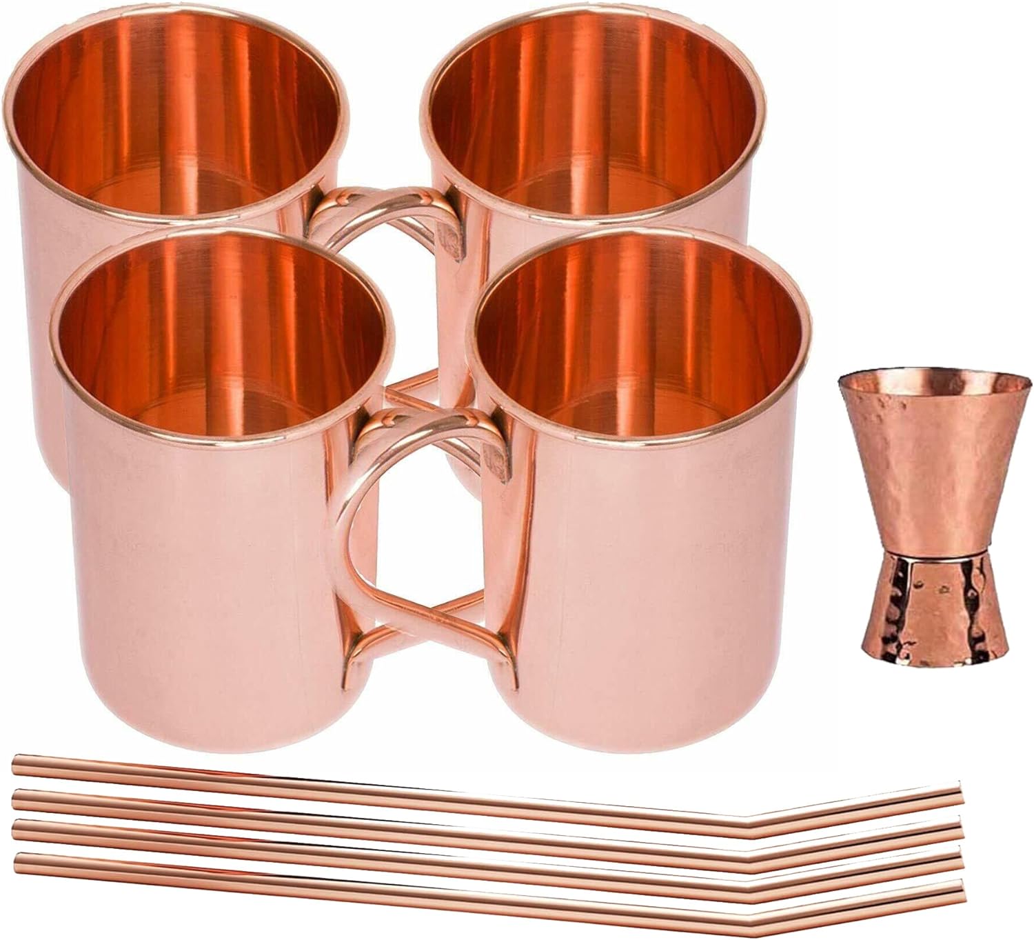 Copper Mule Classic Mugs Set of 4, Creative Copper Cups for