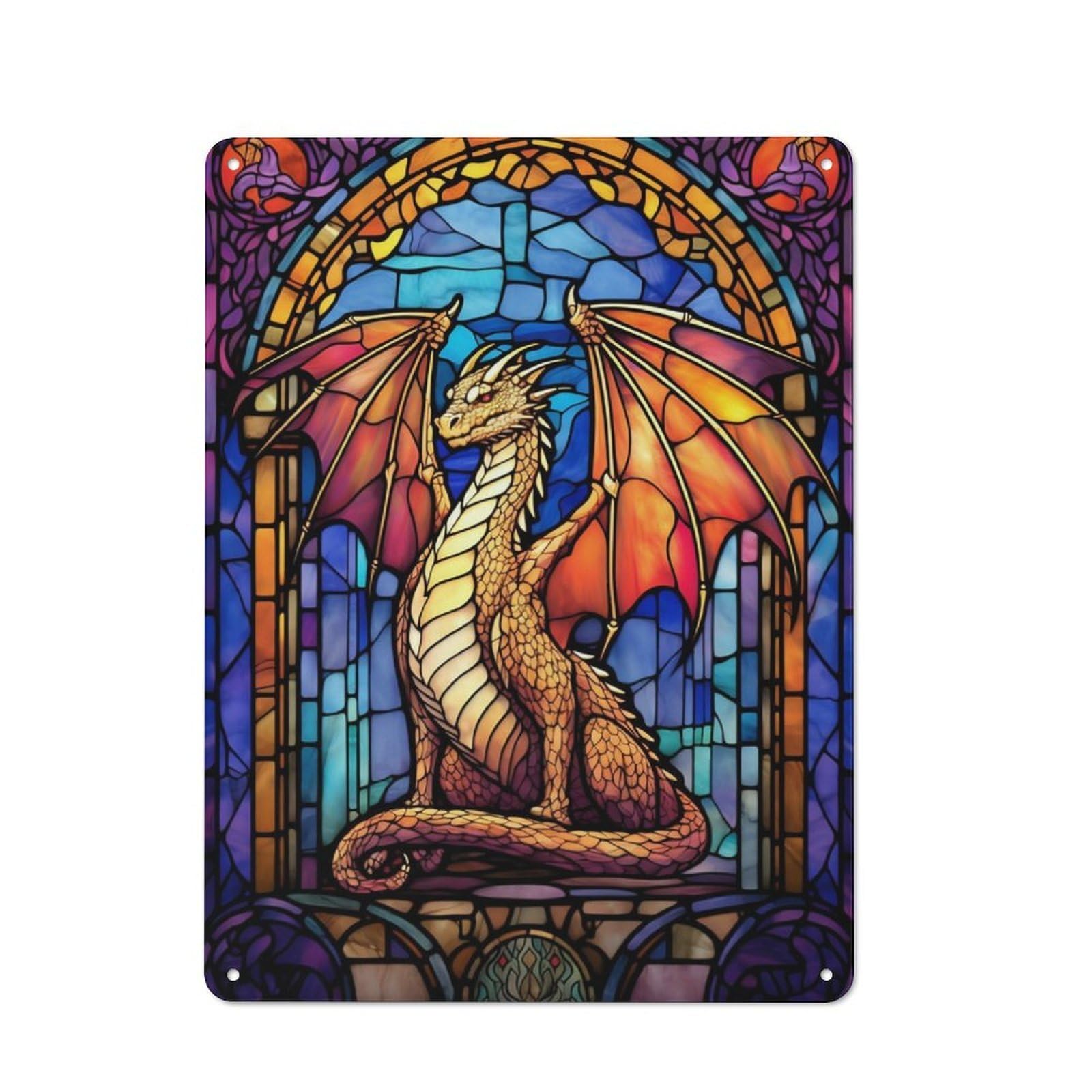 Junmoney Gold Textra Dragon Vintage Tin Sign 40X30cm With For Dining Room Or Kitchen, For Dining Room Decor Fans