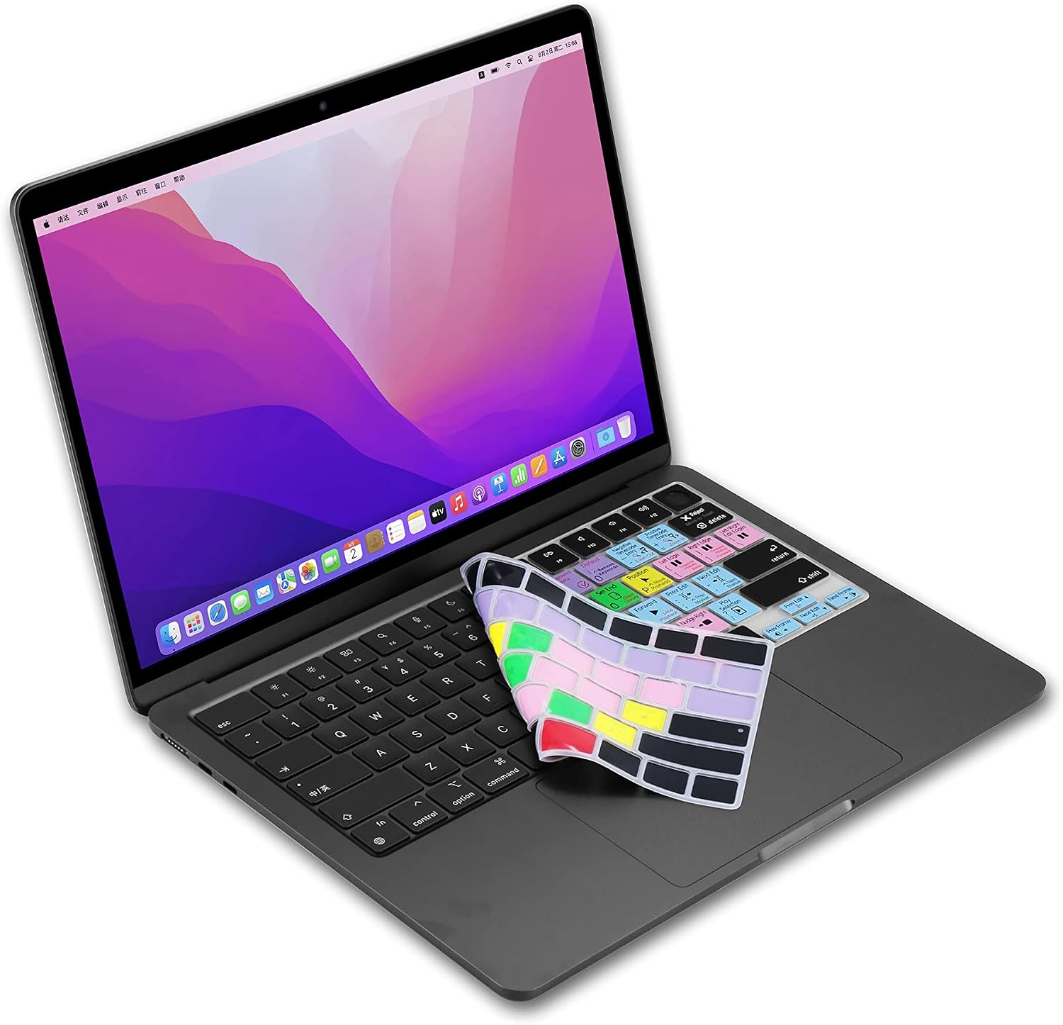 XSKN Final Cut Pro Shortcut US Version Silicone Keyboard Cover for Apple MacBook Air 13/15 inch with M5/M4/M3/M2 Chip and MacBook Neo with A18 Pro Chip