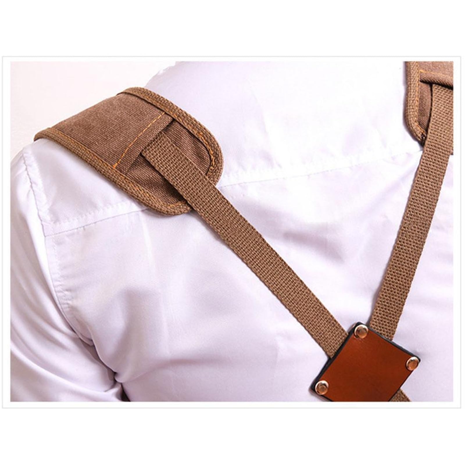 Delantal de Trabajo Unisex de Lona Encerada Resistente con Bolsillos for Herramientas y Correas Cruzadas Ajustables for carpintería y Pintura. para Trabajo(Brown)