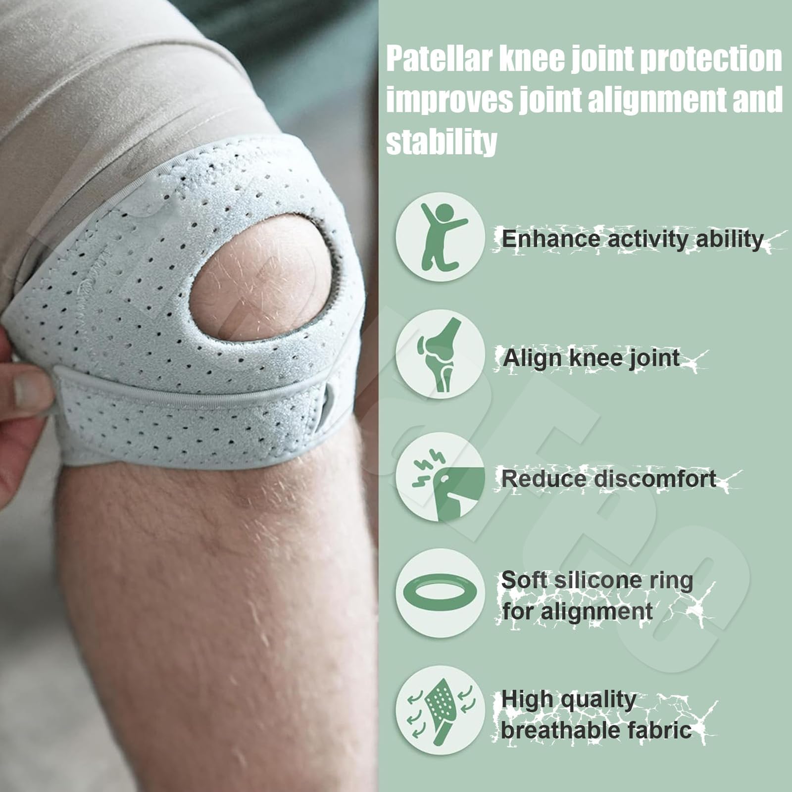 Wellnee Knee Brace Adjustable Support Sleeve Brace Pain Relief Knee Pads with Patella Gel Pads for Women Men Athletes Running Arthritis Jumper Squats Tennis Injury Recovery -2 Pack — view 3