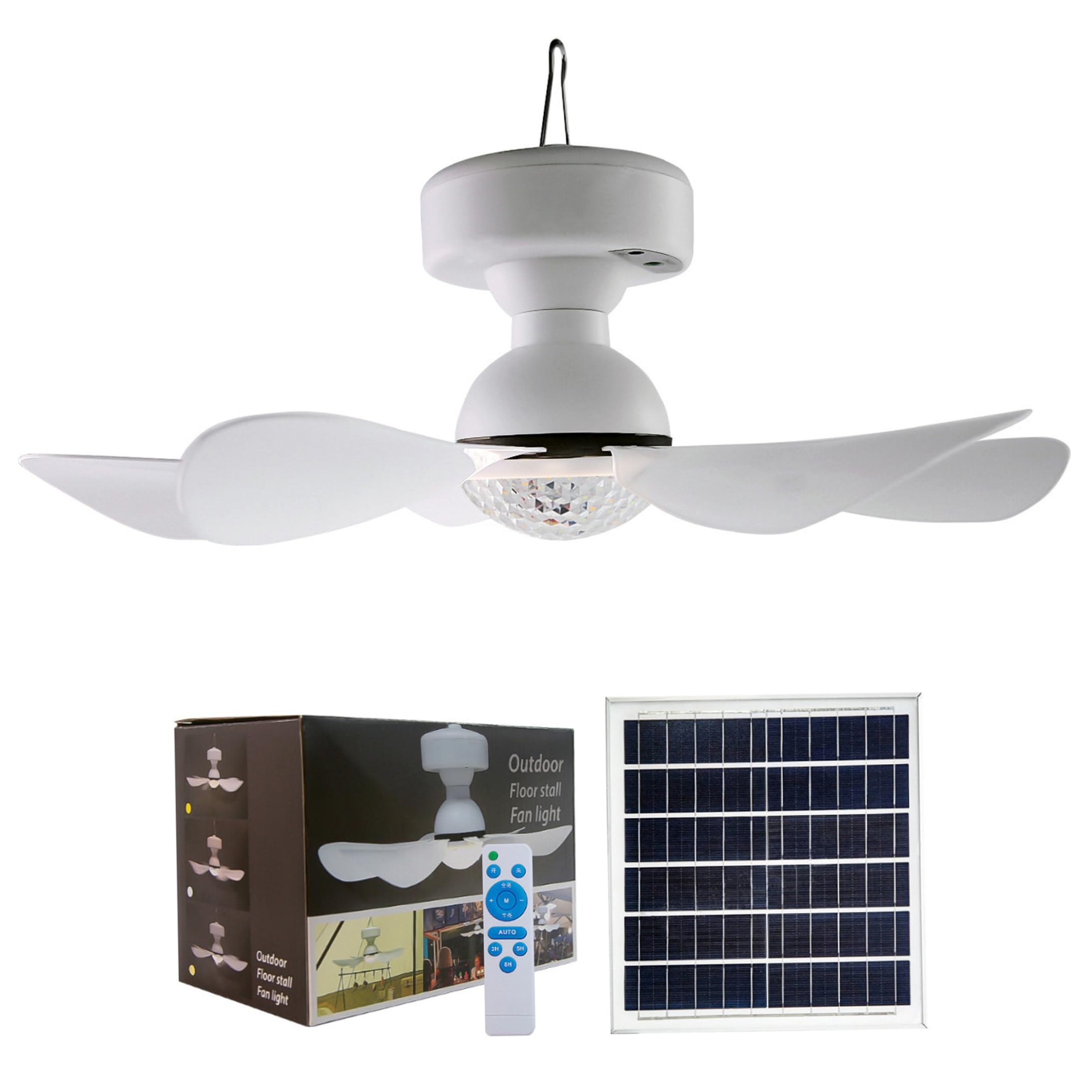 Ventilateur de plafond solaire anti-chaleur sous la tente : fraîcheur portable 5000 mAh