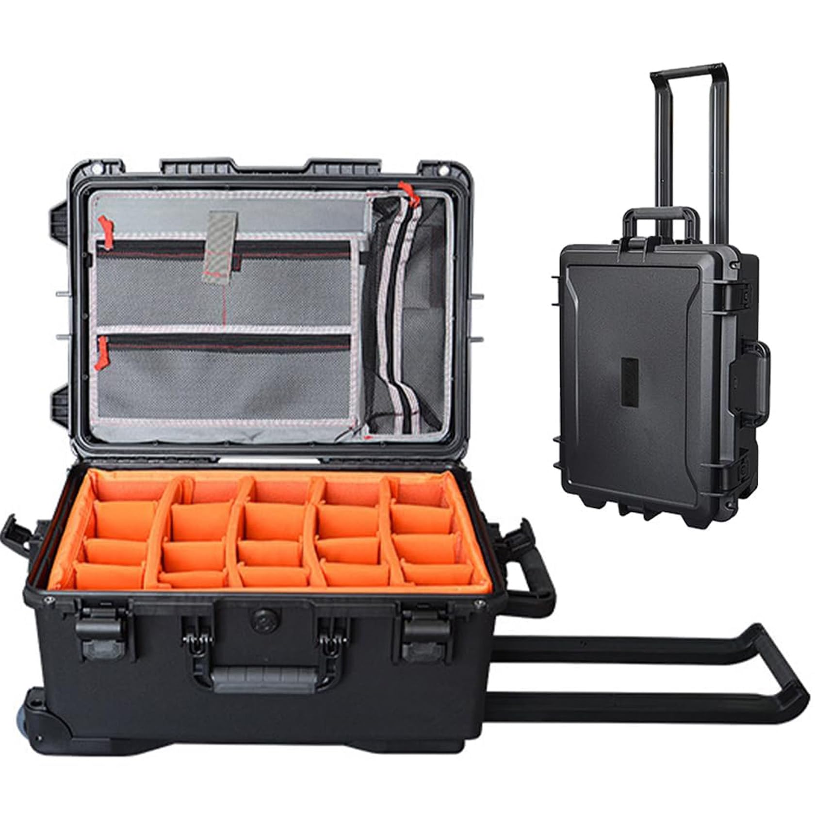 Custodia Professionale Per Fotocamera Con Ruote, Grande Custodia Rigida Protettiva Per Fotocamera, Scatola Di Immagazzinaggio Rigida Impermeabile, Con Blocco Password E Maniglia Telescopica Black
