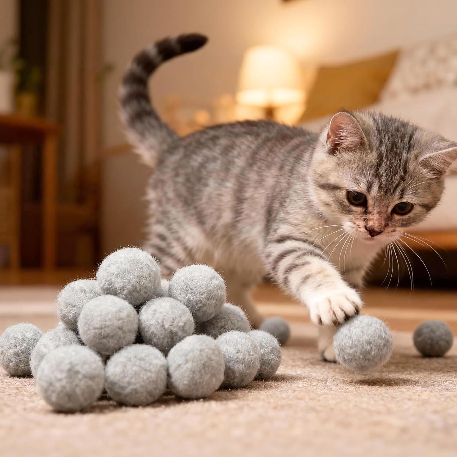 TOAOB 30pcs Large Pom Poms 2 Inch Light Gray Craft Pom Poms Fuzzy Pompoms Balls for DIY Arts and Crafts Projects Home Decorations
