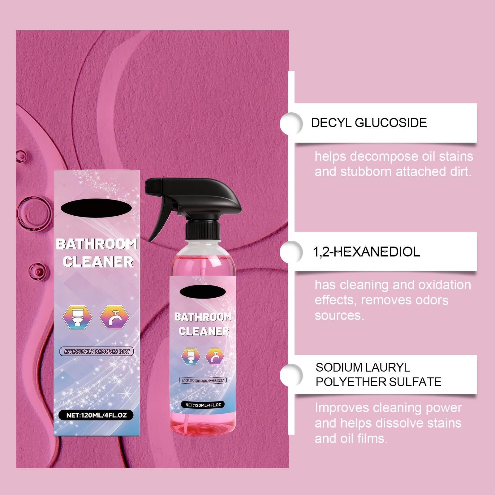 Allzweck-Badezimmer-Entkalker-Reinigungsspray, Reiniger Geeignet Für Fliesen-Glas-Badewannen-Porzellan, Schaumreiniger, Toiletten-Spezial-Leistungsstarkes Fleckenreinigungs-Schaumspray. (6PCS)