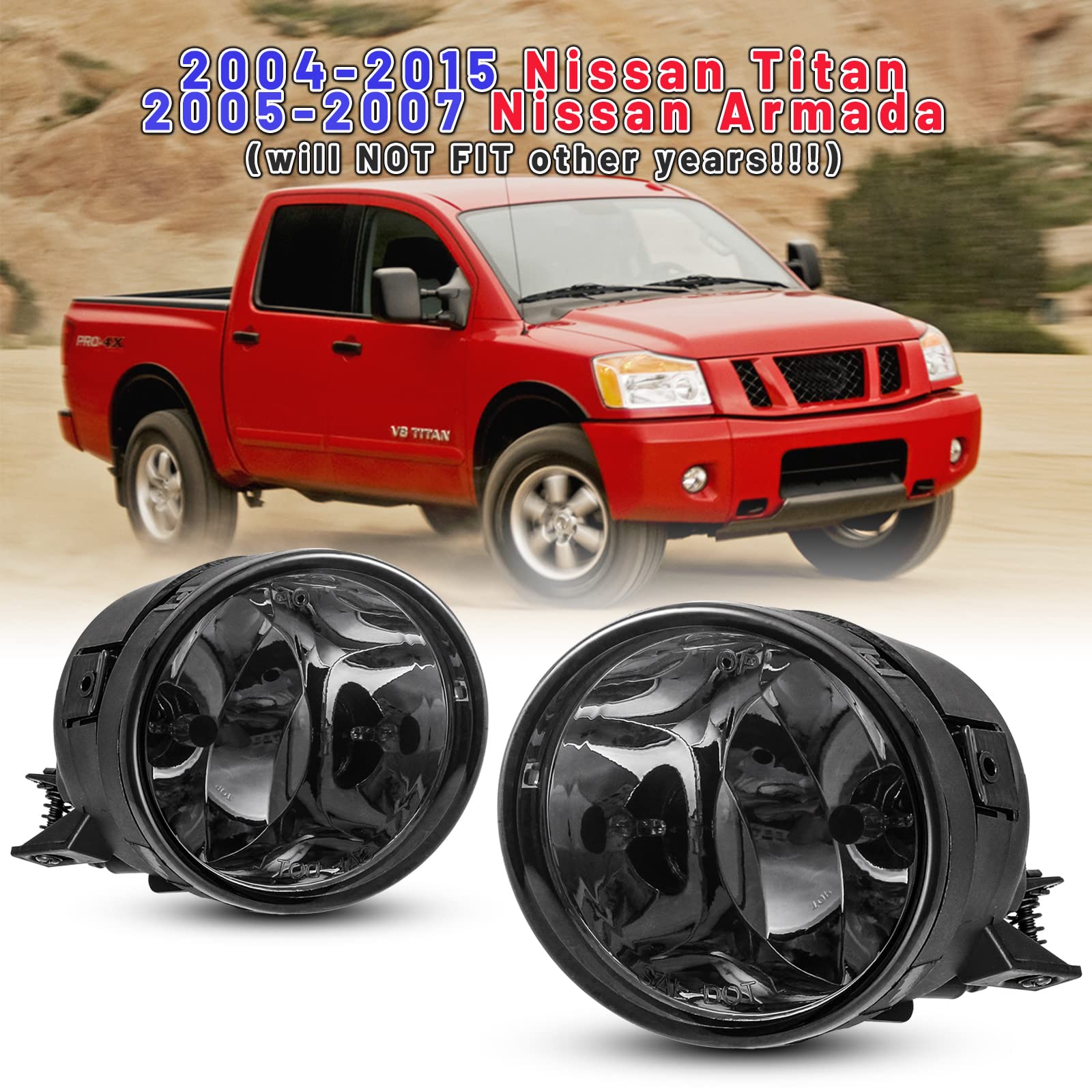 Fog Lights Lamp compatible for Nissan Titan 2004-2015 Assembly For Nissan Armada 2005 2006 2007 1 Pair