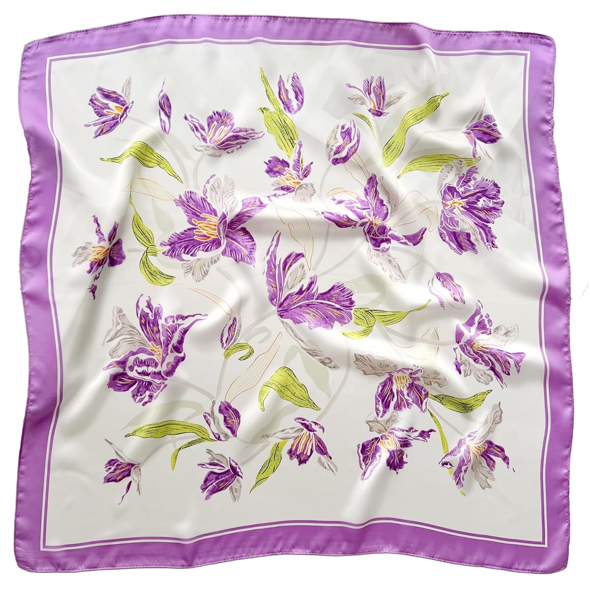 GIMIRO Frauen 70x70cm Schal Simulierte Seide Blumen Schal Krawatte Hahnentritt-Bandana