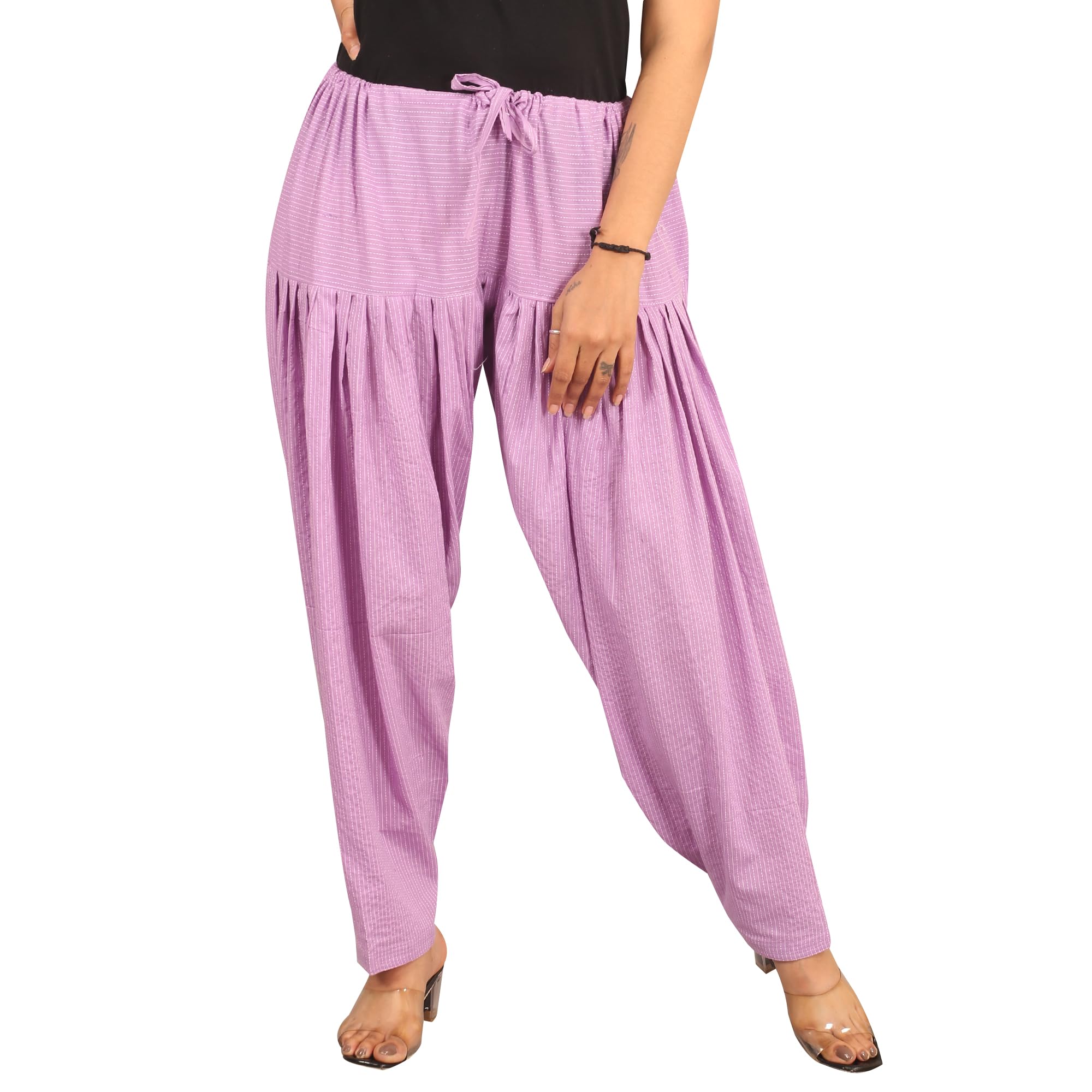 prabha creations Dora Print Woman's Plain Cotton SEMI Patiala Salwar with Dupatta Free Size || Patiala || Semi Patiala || Patiala with Dupatta || Patiala Pants ||-picture-23