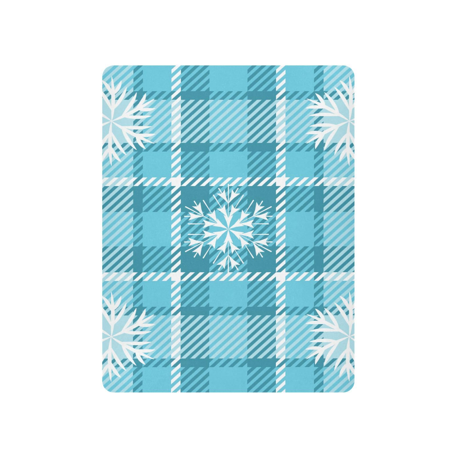 Moudou Blue Snowflake Plaid Playard Sheet for Boy Girls, Soft Breathable Fitted Toddler Sheet for Standard Playard Bed Mattress, 39 x 27 x 5 Inch