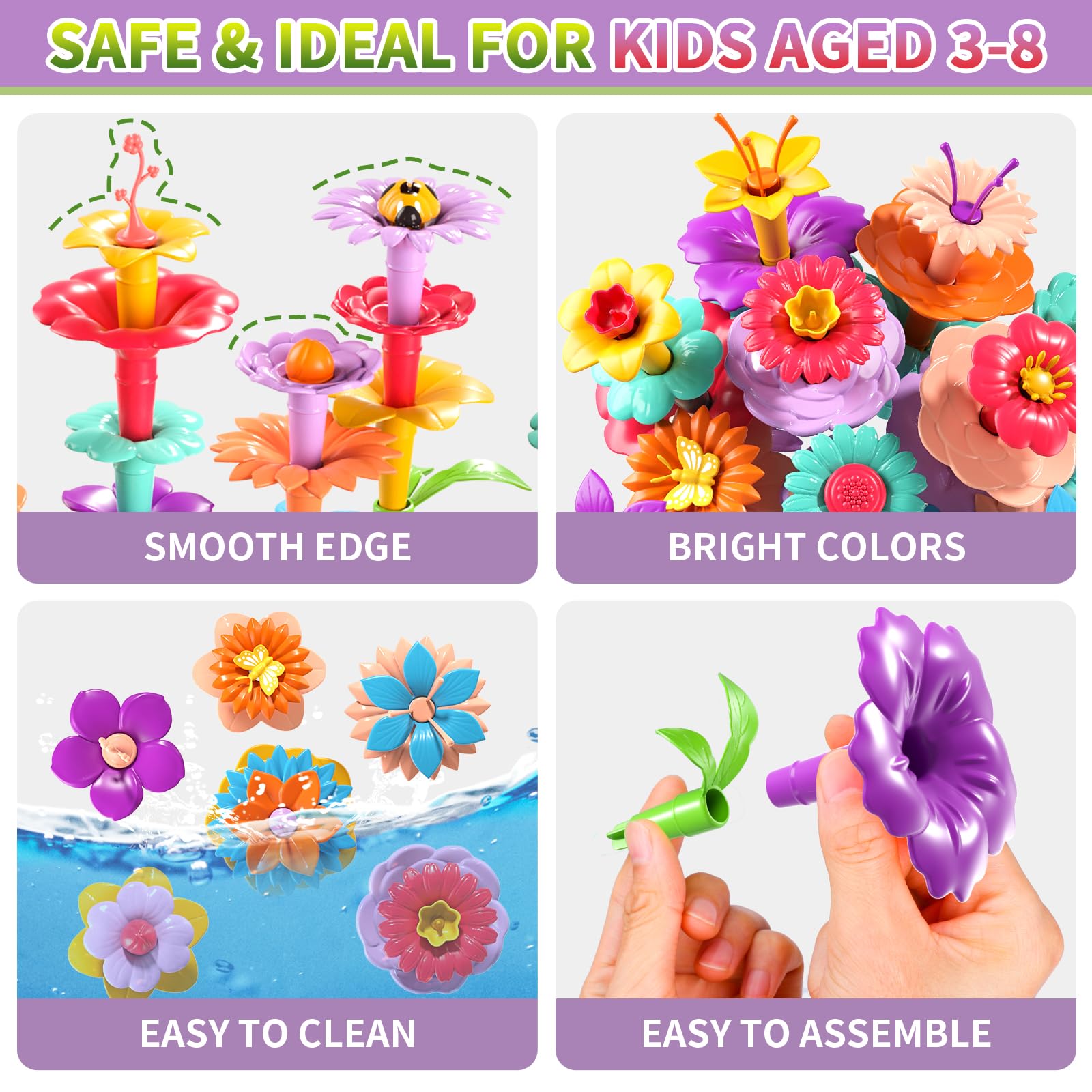 235PCS Flower Garden Building Toys for Kids Ages 3-5, Creative Floral Arrangement Playset with Storage Box - Image 2