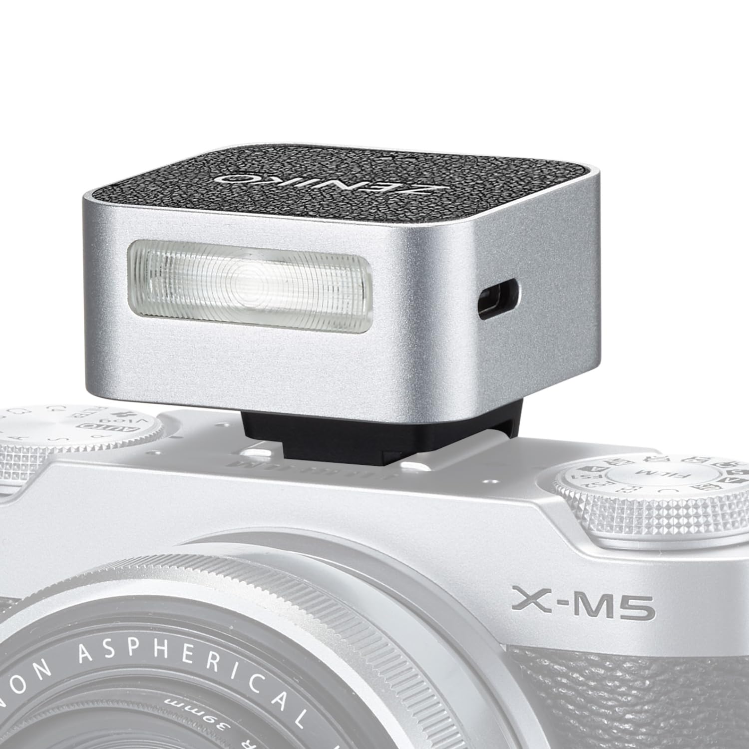ZΕΝΙΚΟ ZF04 Flash da fotocamera, flash fotografico con 2 livelli di potenza, ricarica di tipo C, attacco universale per slitta a contatto caldo, 372 flash a piena potenza per fotocamere argento
