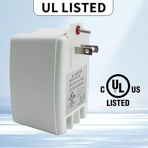 Miniatura 5 de 24V 40VA Transformadores de CA enchufables con reinicio automático, adaptador de alimentación de timbre de CA con fusible PTC - Timbre Ring y