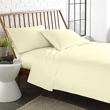 LaxLinen 500 Thread Count 100% Egyptian Cotton 4PC Bed Sheet Set 30" Inch Extra Deep Pocket King/ Standard, Ivory Solid