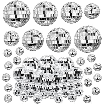 Disco Ball Set 54 Pieces Shiny Small Disco Balls Disco Ball Cake Toppers Mini Disco Ball Decoration Disco Ball Decoration for Cake Decoration Bar Party Holiday Decoration 2/3/4/5cm