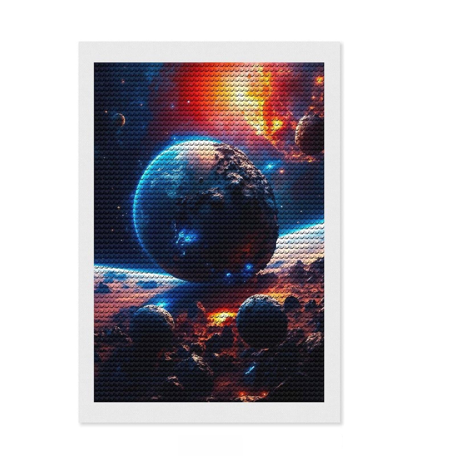 Junmoney Abstract World Diamond Painting Kit 8"x12", Gift Idea, Mindful Craft Project, Full Kit Included, Decorative Artwork