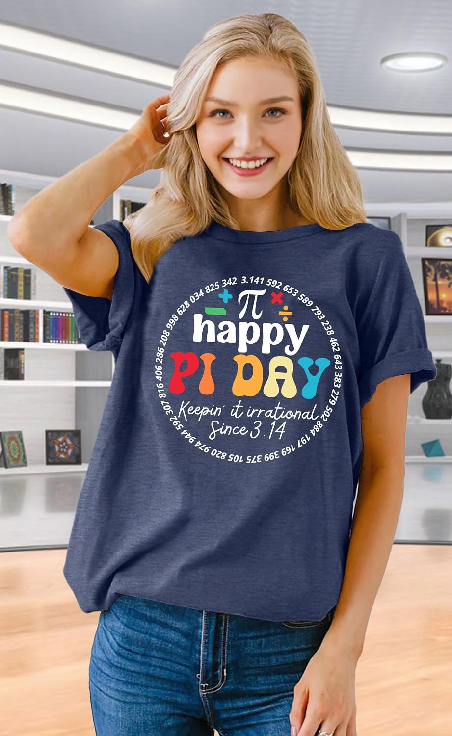 Pi Day Shirt Women Math Teacher Shirts 3.14 Graphic Happy Pi Day T-Shirt Teacher Gift Tee Casual Short Sleeve Top image 2