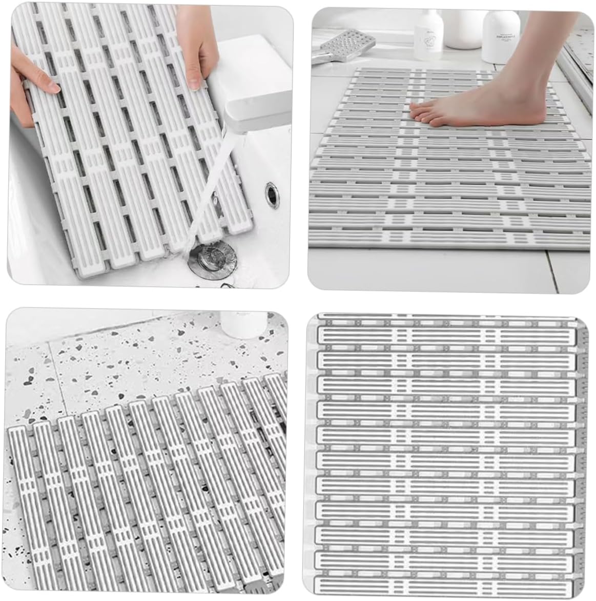 POPETPOP Bathtub Mat Suction Cups Slip Bath Mat for Shower Washable Non-Slip Treatment TPE Material