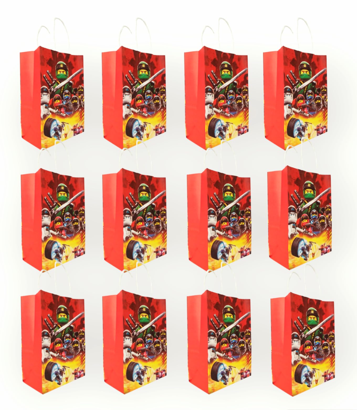 GenericFAM 12 Pieces Ninja Gift Bags For Boys Birthday Celebrations - Return Gift Bags - Party Favor Bags For Ninja Theme Party - Ninja Theme Party Favor Gift Bags - Gift Bags For Kids Birthday (Ninja)