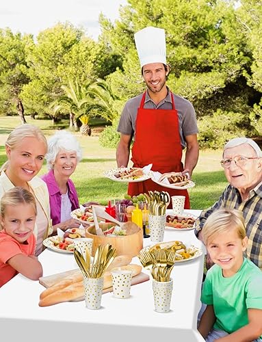 Miniatura 6 de 141 piezas de suministros de fiesta de oro blanco, los juegos de vajilla de fiesta incluyen platos de papel, servilletas, tazas y cubiertos, para