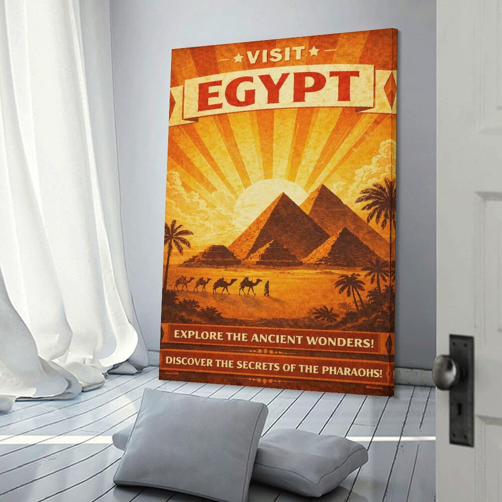 Junmoney Visit Egypt Vintage Home Decor Wall Art 20x30inch(50x75cm), for Small Homes, Bedrooms Or Open Spaces, An Easy Choice for New Home Styling
