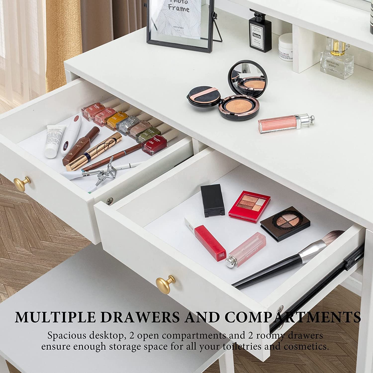 LAVIEVERT Vanity Set with Detachable Mirror, Makeup Vanity Dressing