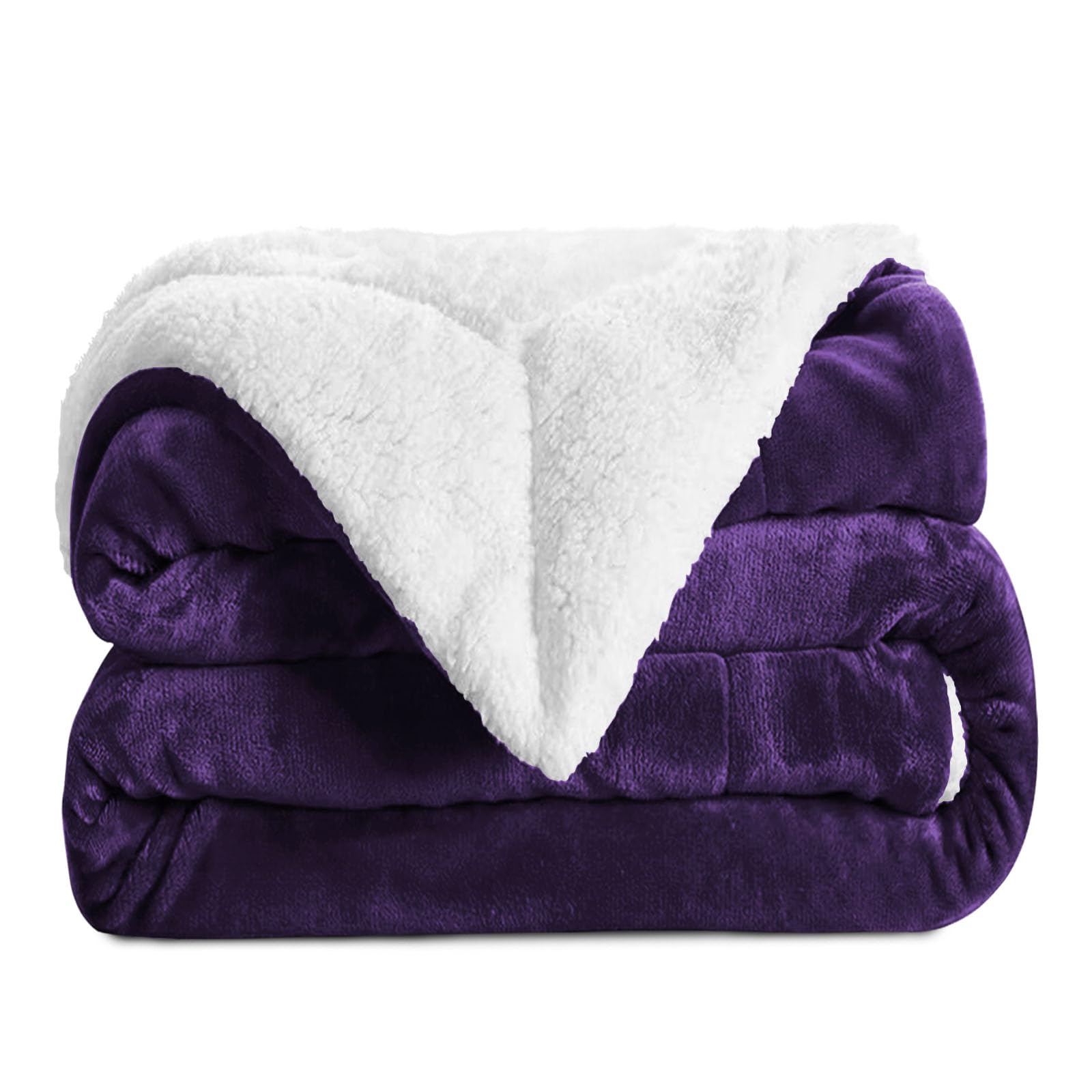 Aspire Homeware Sherpa Fleece Throw Blanket Soft Fluffy King Size Bed Throws Large Travel Blankets Microfiber Sofa Throw (Purple, (200 x 240 cm)) — image 1