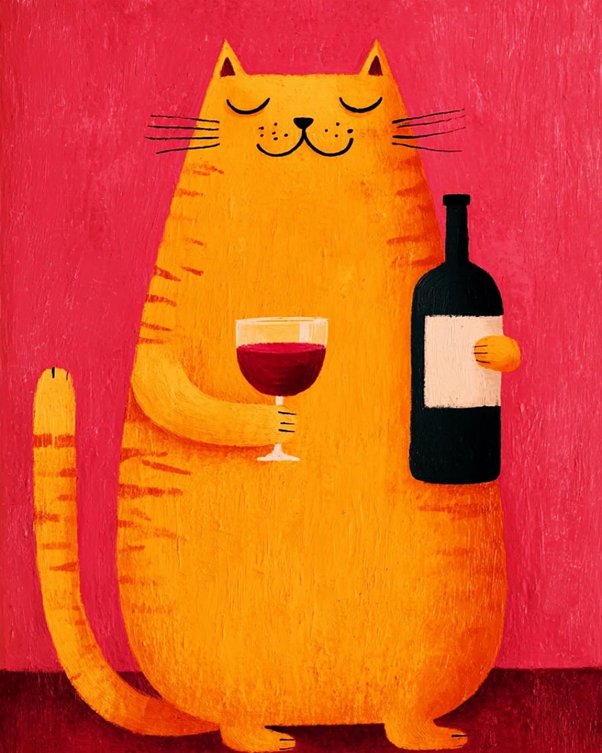 Liubaishi Multicolour Paint By Numbers For Adults, Slightly Tipsy Orange Cat, 40X50 Cm Acrylic Canvas Painting Kit With Brushes And Paints, 240 G