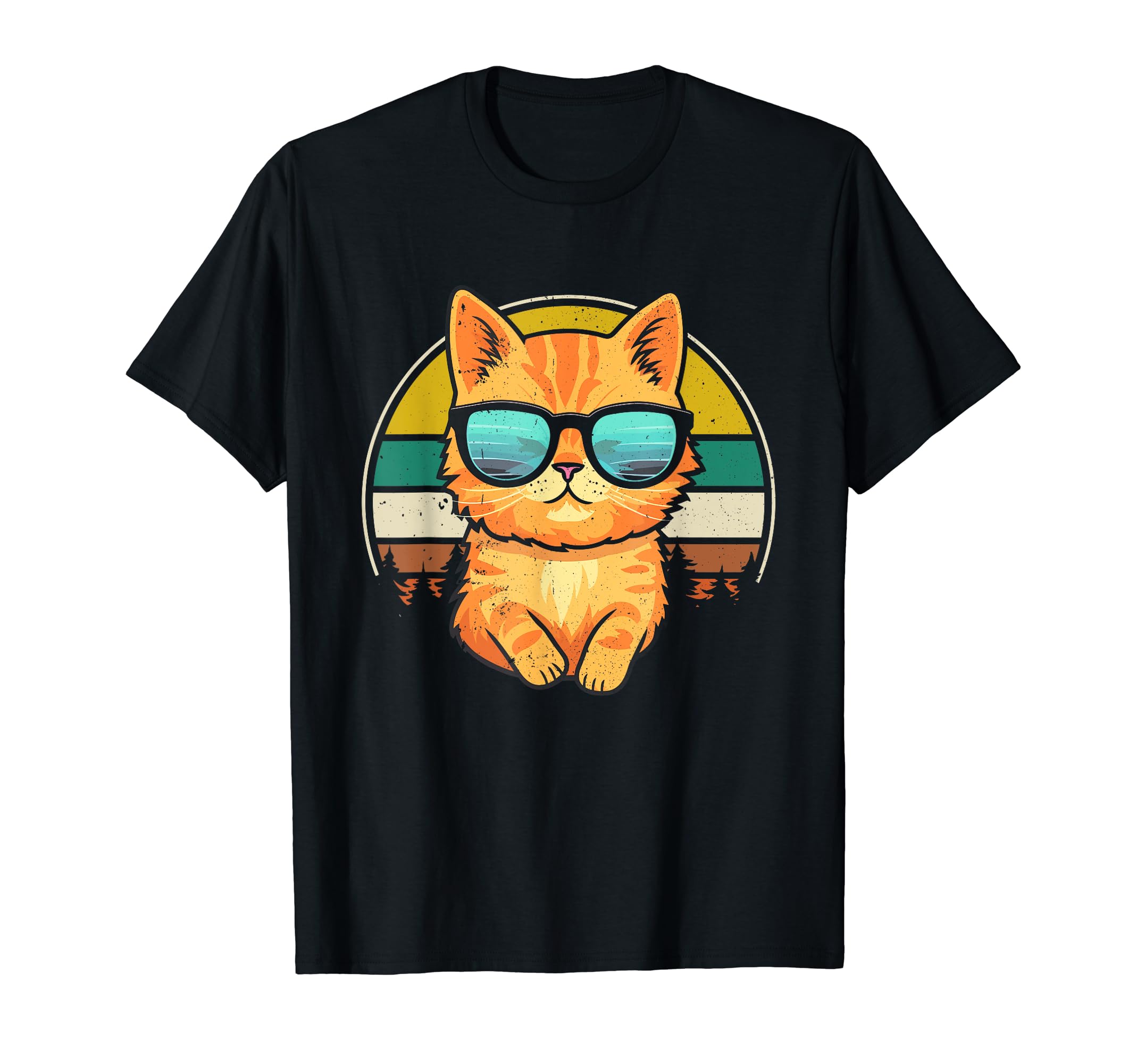 Vintage Style Orange Tabby Cat Friendly Wearing Sunglasses T-Shirt for Men Women Girls KidsOEKO-TEX STANDARD 100
