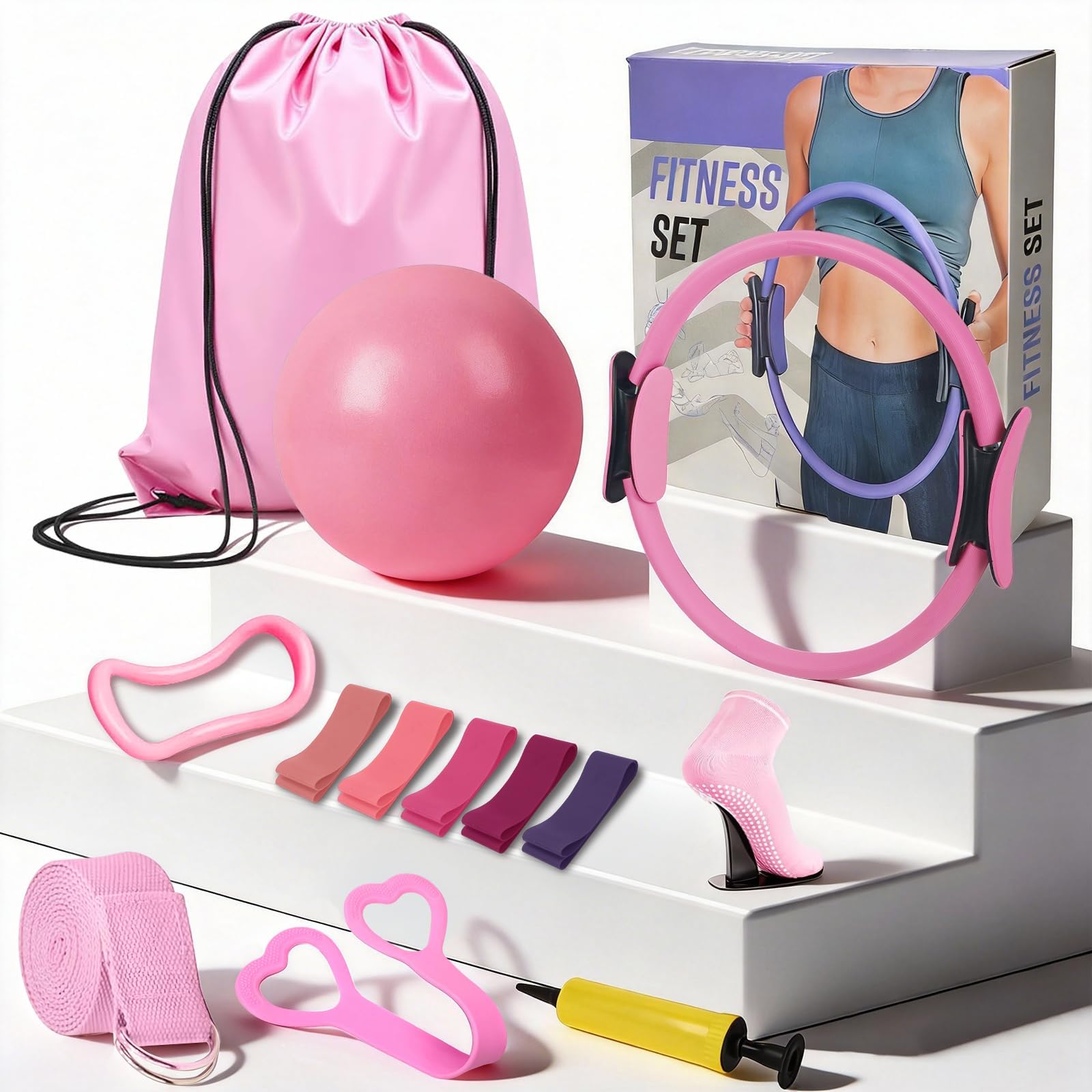 Margolongte Pilates Kit14Pcs Pilates Sets for Women Home Pilates Workout Set Pilates Beginners Set Home Pilates Essential Kit Pilates Starter Set Home Pilates Kit Pilates Equipment Pilates Accessories