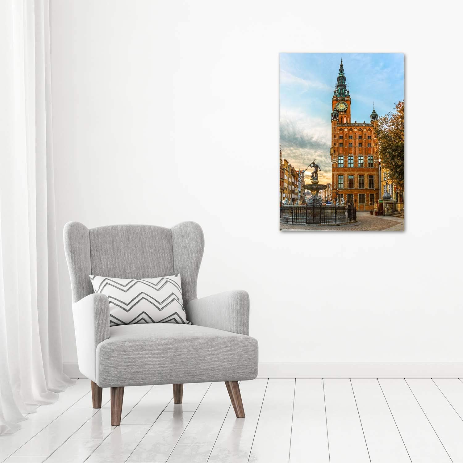 Tulup Impresión en vidrio - 70x100cm - Cuadro sobre Vidrio - Pinturas en Vidrio - Cuadro en Vidrio - Impresiones sobre Vidrio - Cuadro de Cristal - Monumentos Y Arquitectura - Naranja - Gdansk, Polonia