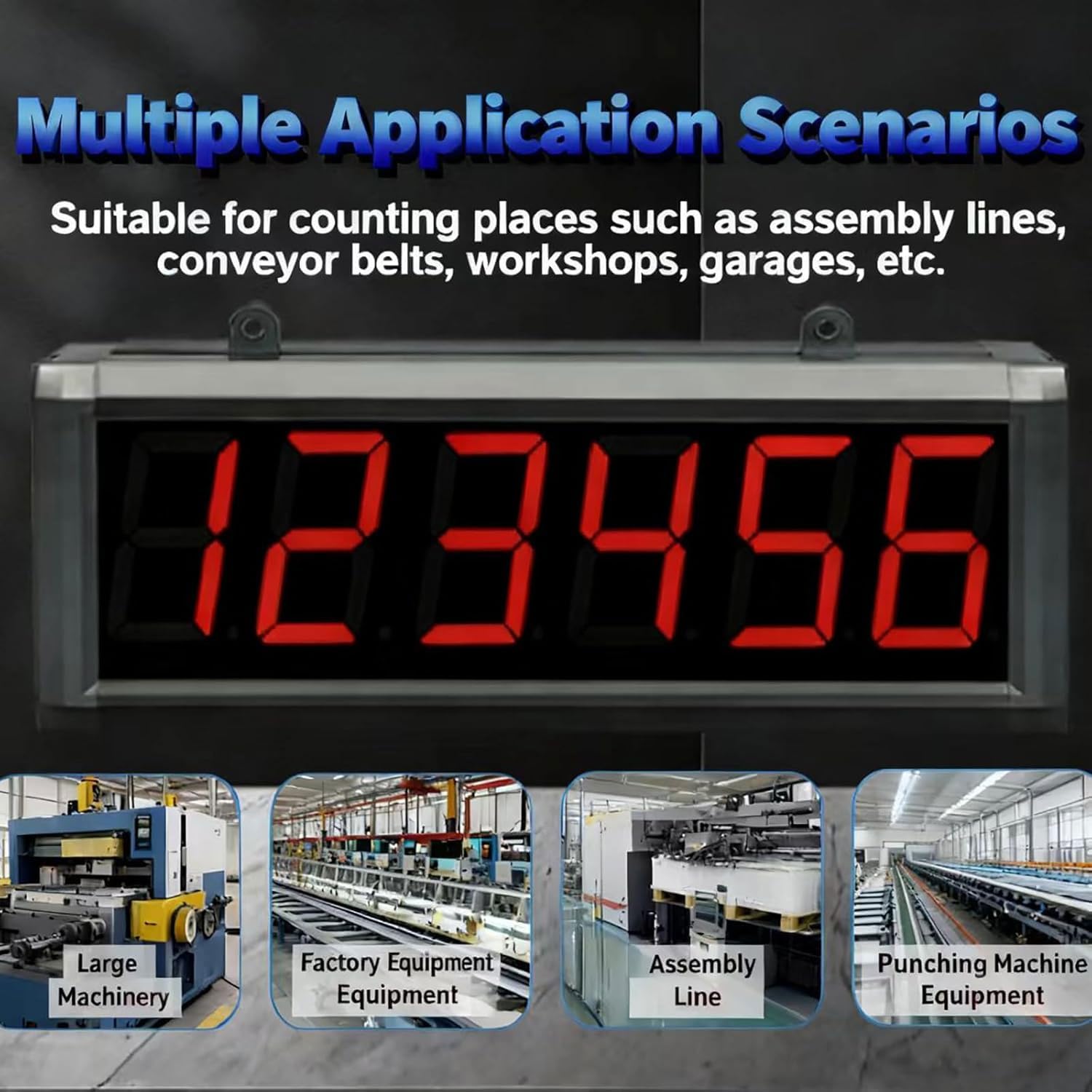 Compteur numérique à affichage LED à 5 chiffres, distance de détection de 0 à 5 m, mémoire de mise hors tension, télécommande, pour lignes de production de bandes transporteuses