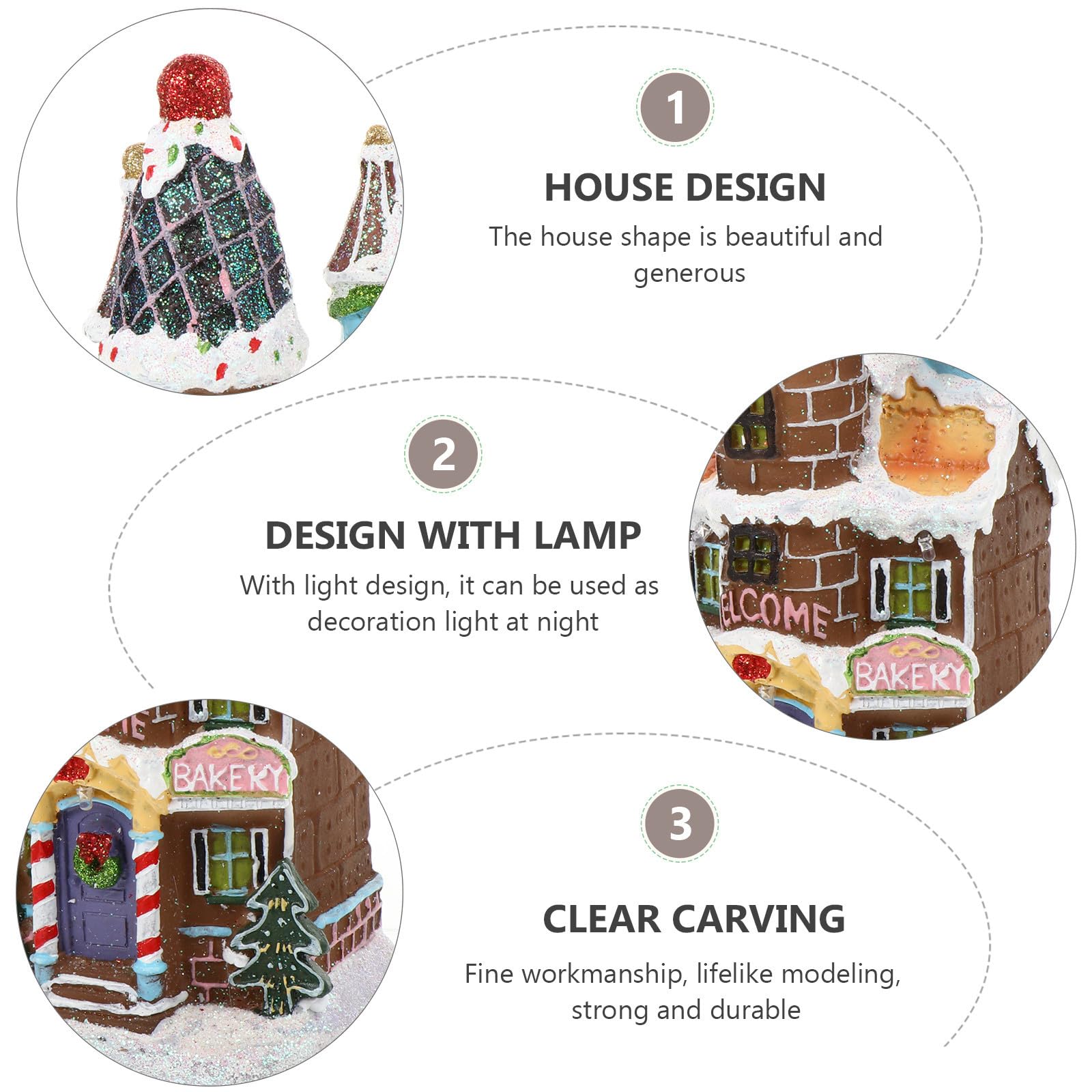 DOITOOL Adorno Navideño de Resina Luminosa Luz LED para Fiestas y Bodas, Casa de Navidad Ligera y Decorativa para Invierno