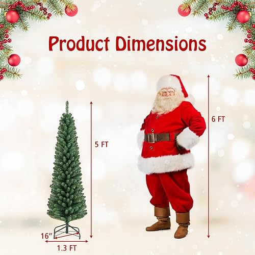 Miniatura 211 de Goplus Árbol de Navidad artificial de 6 pies, árbol de Navidad con bisagras preiluminado con 250 luces LED y soporte de metal, árbol de Navidad