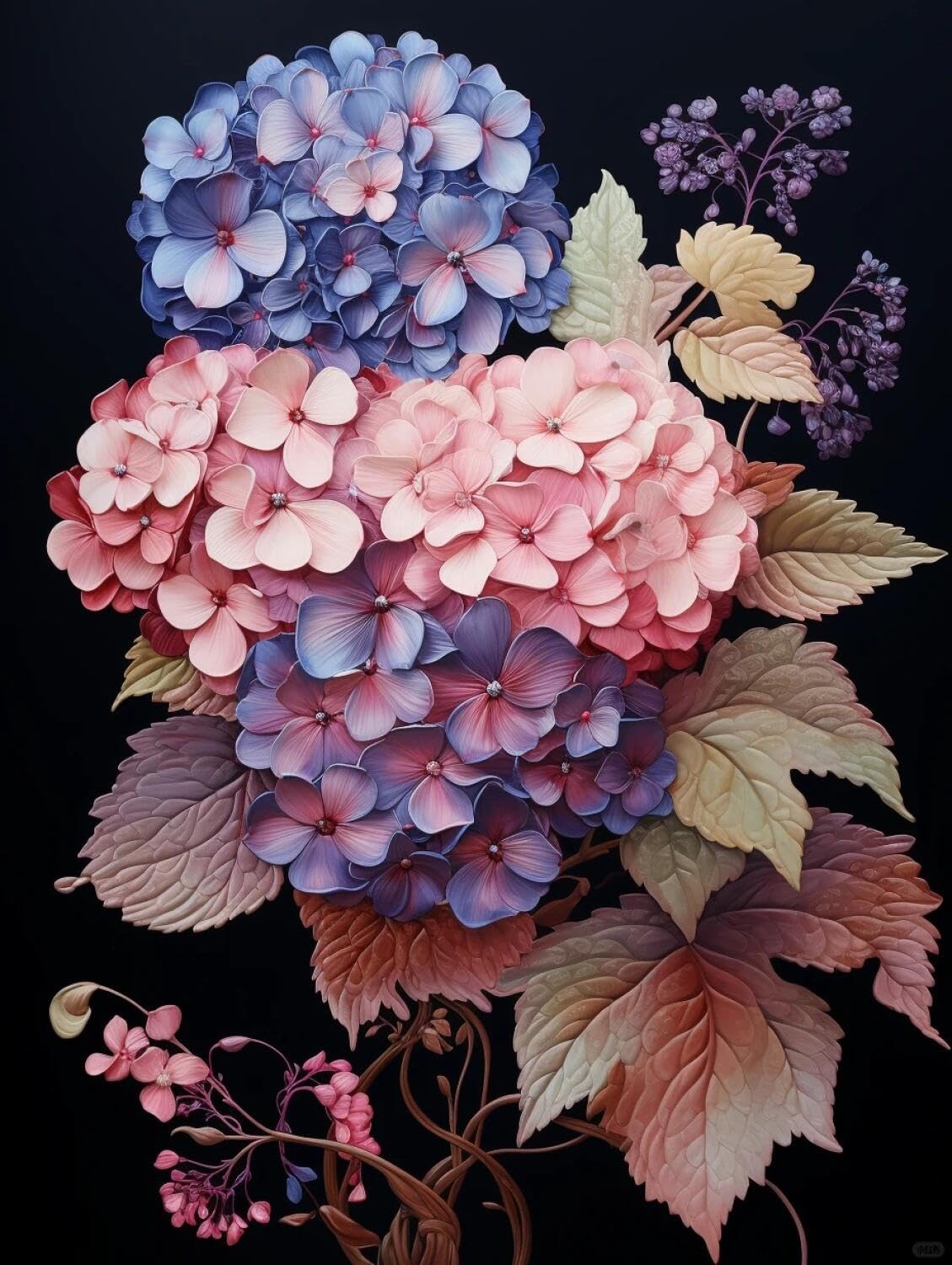AxiangziK DIY Embroidery Kit Hortensia de fantasía 11CT 80x100cm