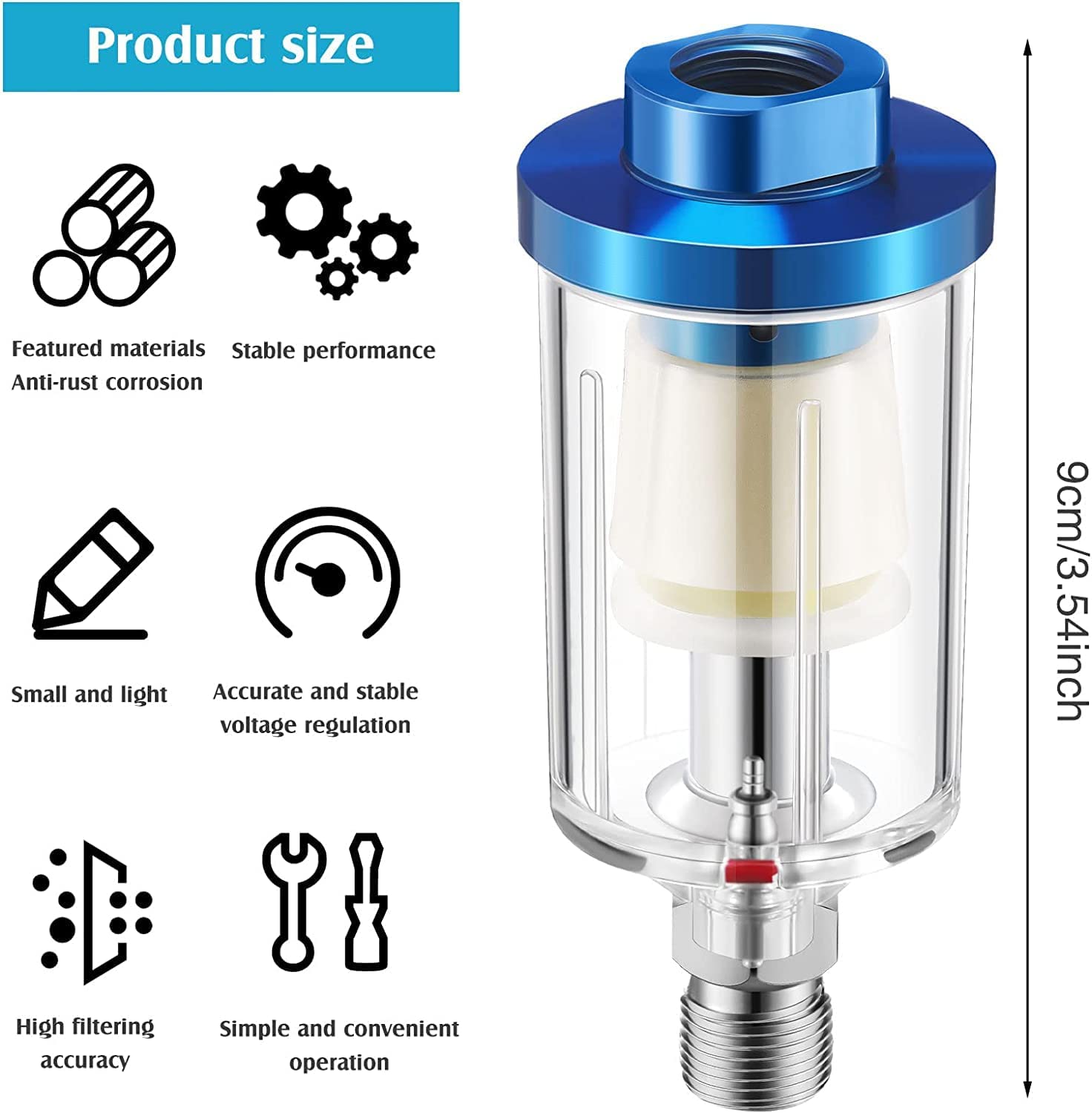 TAG-EZZY 1/4" Inline Mini Air Oil Water Separator Filter Kit for Air Compressor Spray Paint Gun Tools HVLP Sprayer