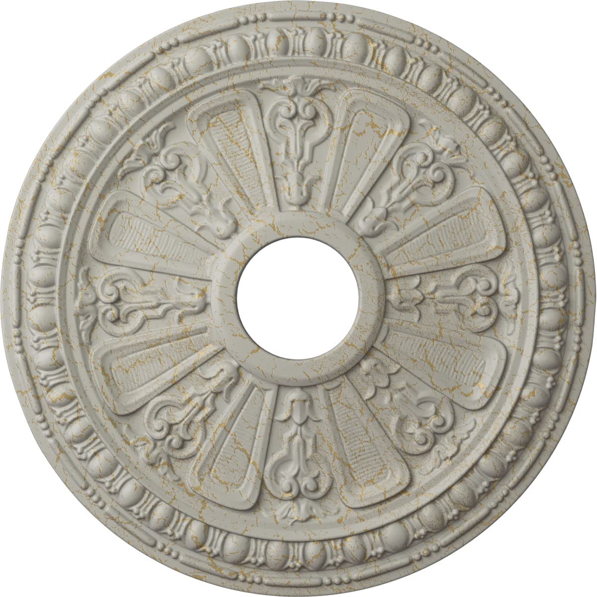 Ekena Millwork CM18RAPCC Raymond Ceiling Medallion, Pot of Cream Crackle