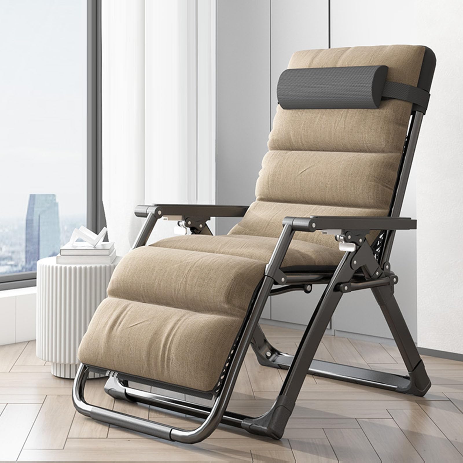 Chaise longue inclinable d'extérieur en alu avec oreiller relax de terrasse
