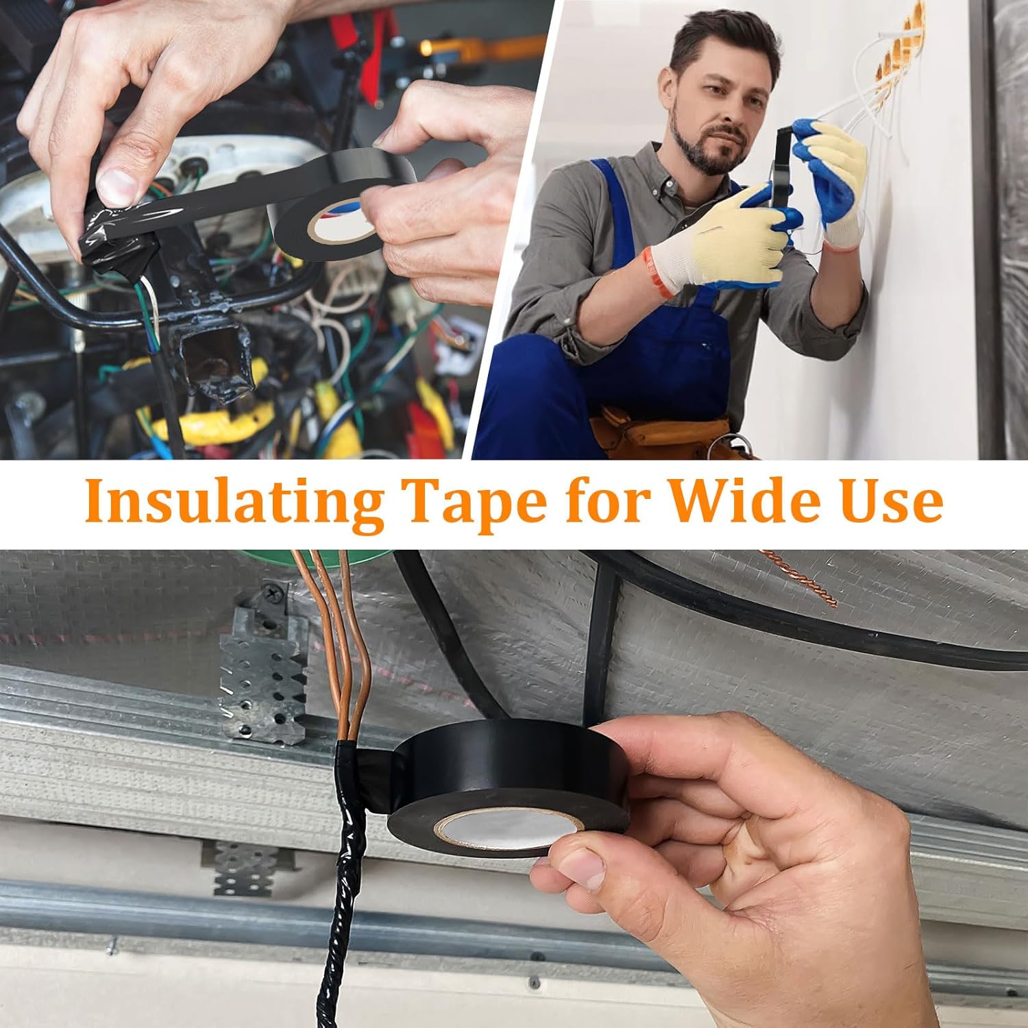 6 Pack Black Electrical Tape, 66 Ft Waterproof Electric Tape Black High Temperature for Repairs, Adhesive, Insulating Electrical Tape for Home Outdoor, Electrical Tools and Accessories