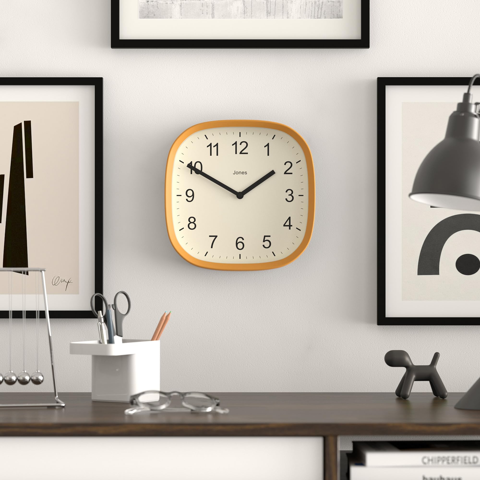 Jones Clocks® Sprite wall clock, Mustard Yellow, 25 x 25 x 5cm - Image 3