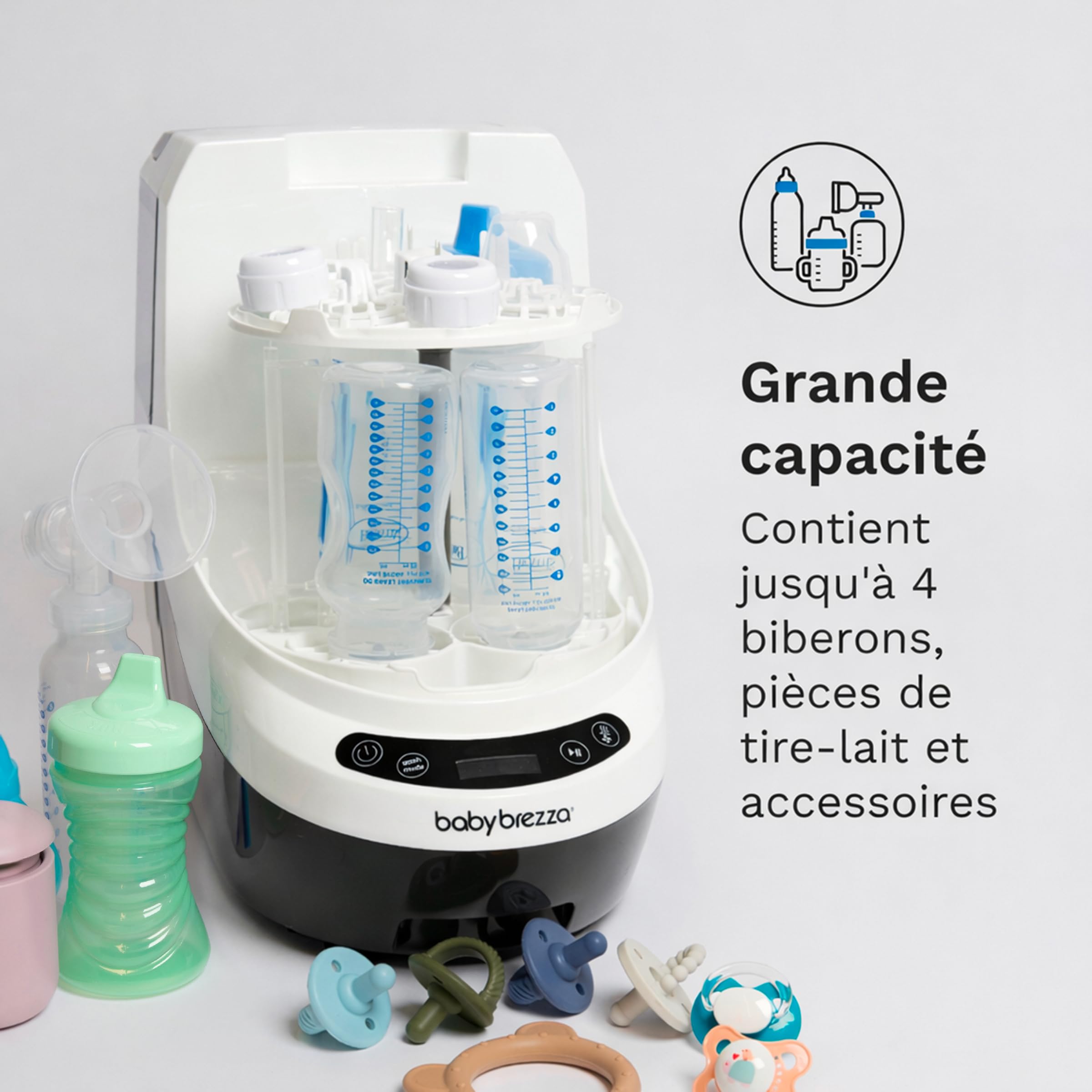 Baby Brezza - Lave-biberons Bottle Washer Pro - lave, stérilise et sèche automatiquement biberons et accessoires de tire-lait