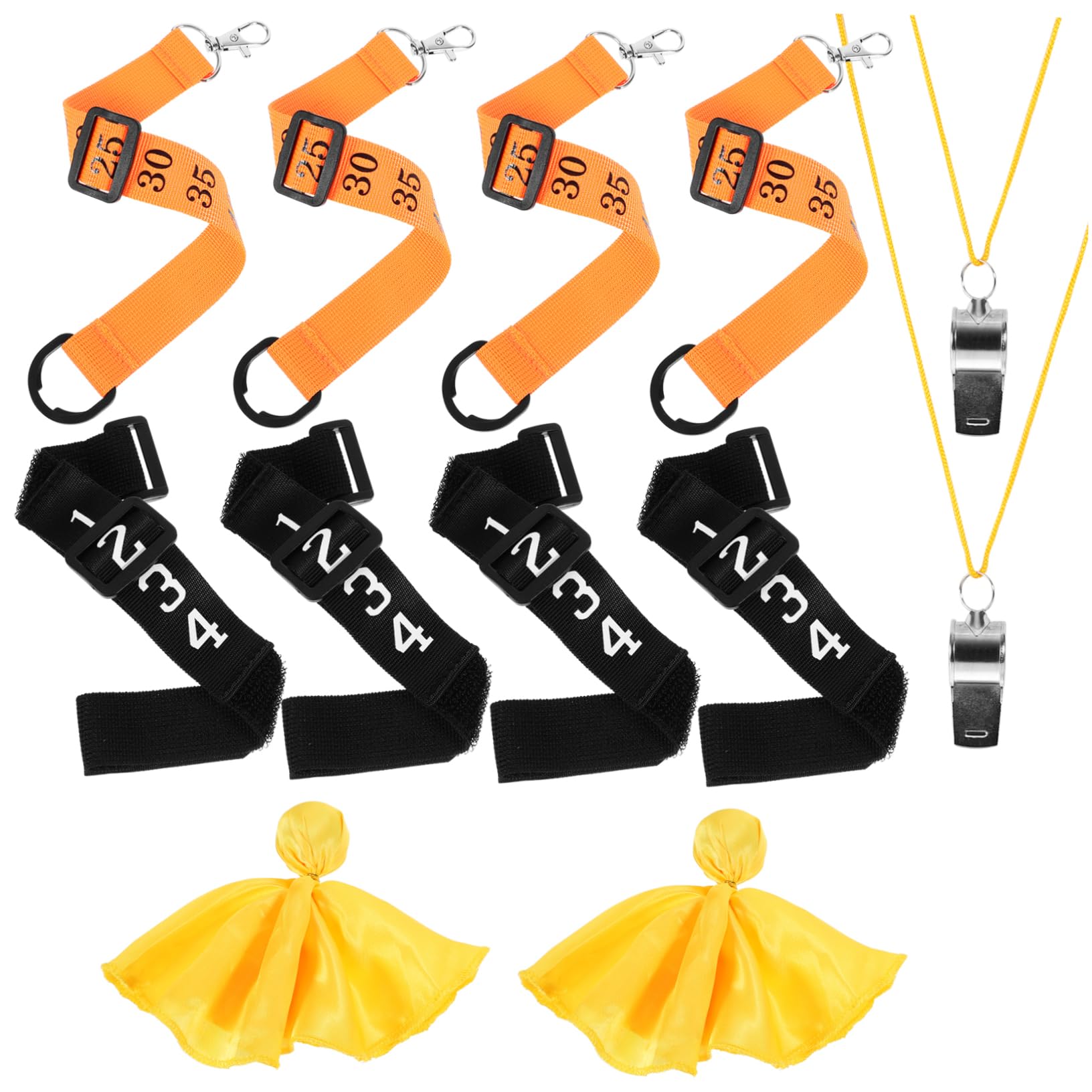 Hemobllo Kit Arbitre de Football avec Sifflets Accessoires de Incluant Clips de Cartons Jaunes Lanières Équipement pour Matchs de Soccer