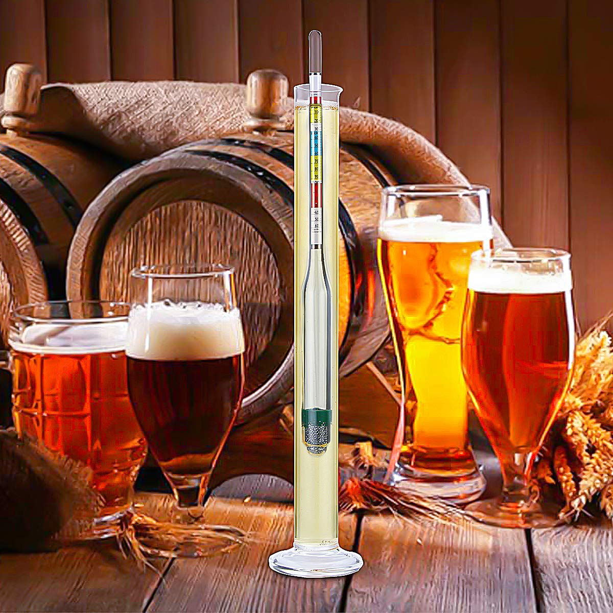 Circrane Kit de hidrómetro de triple escala, hidrómetro de alcohol para cerveza, vino, hidromiel y kombucha, ABV, Brix y kit de prueba de gravedad, suministros de elaboración casera